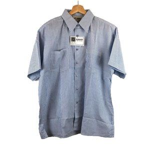 NWT Haband Blue White Stripe Button Down Shirt 16 L